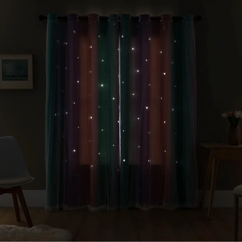 Rainbow Blackout Curtains for Kids Room